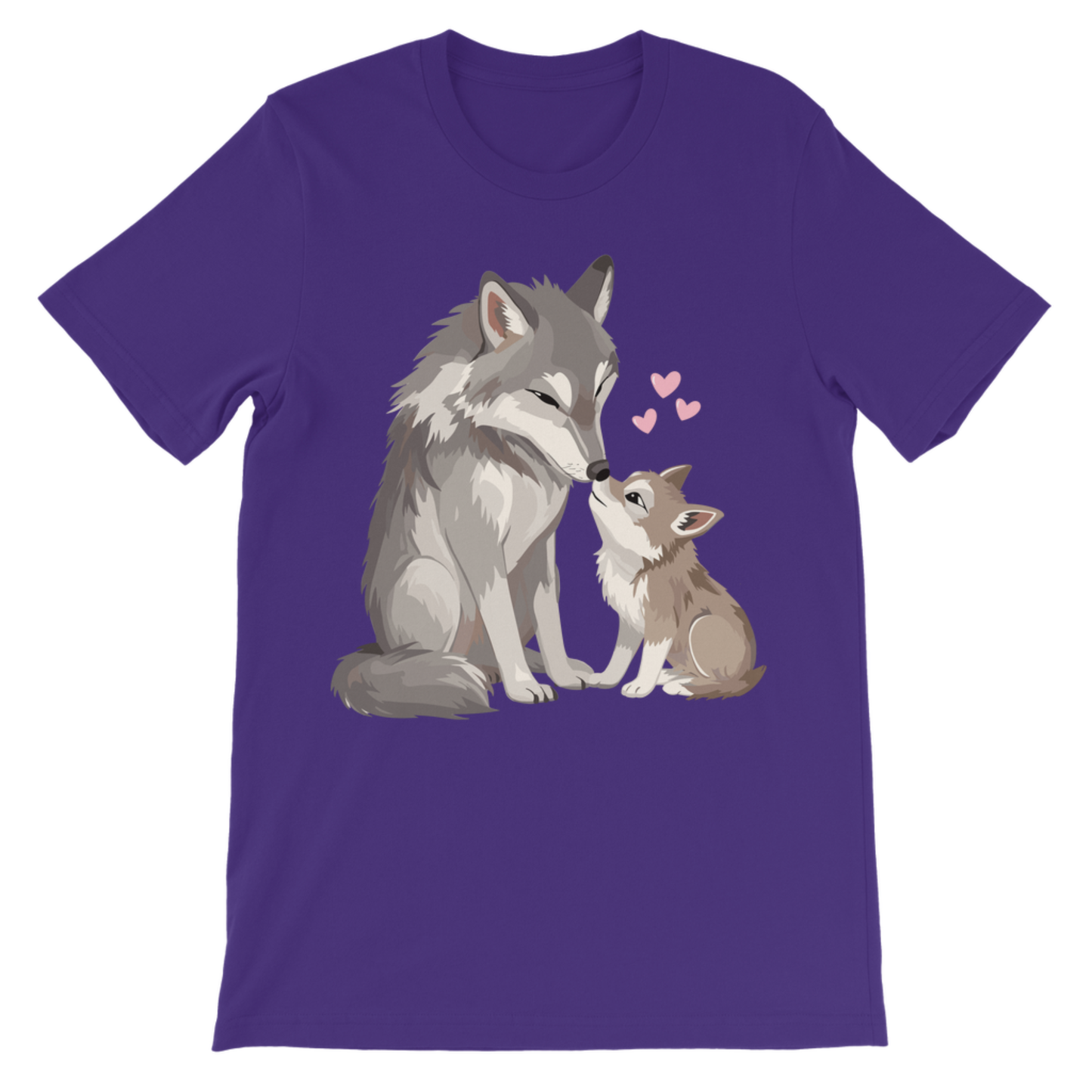 Girls wolf t-shirt purple kids graphic tee with cute wolf mum and cub design