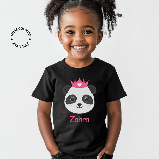 Girls Personalised Cute Princess Panda T-shirt | 3 - 13 years