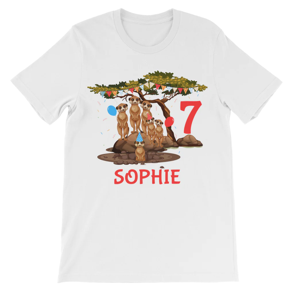 Kids Personalised Birthday Meerkat T-shirt | 3 - 11 years