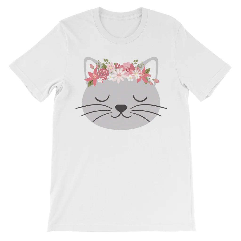 Girls Floral Cat Cotton T-shirt | 3 - 13 years