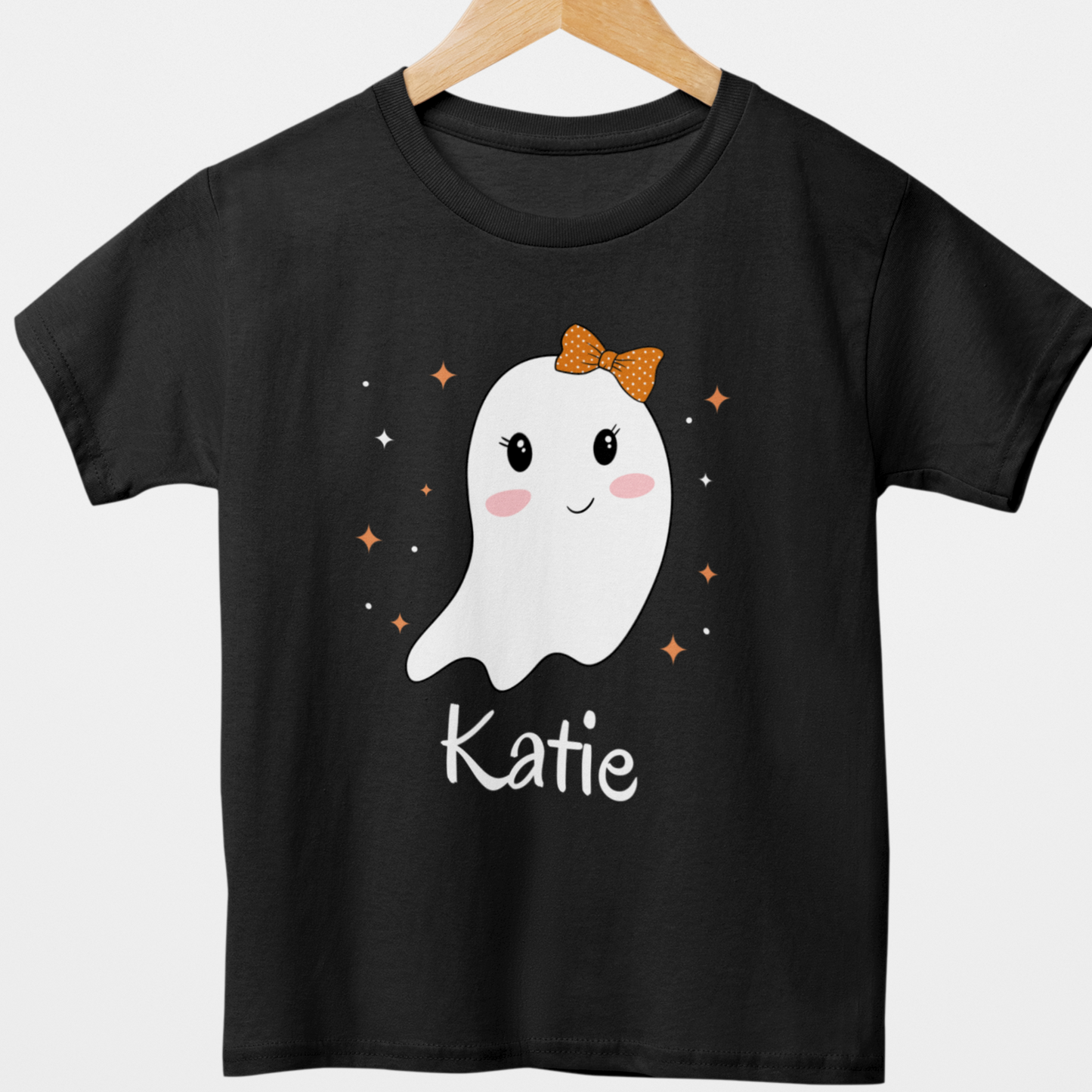 Girls Personalised Cute Ghost T-shirt