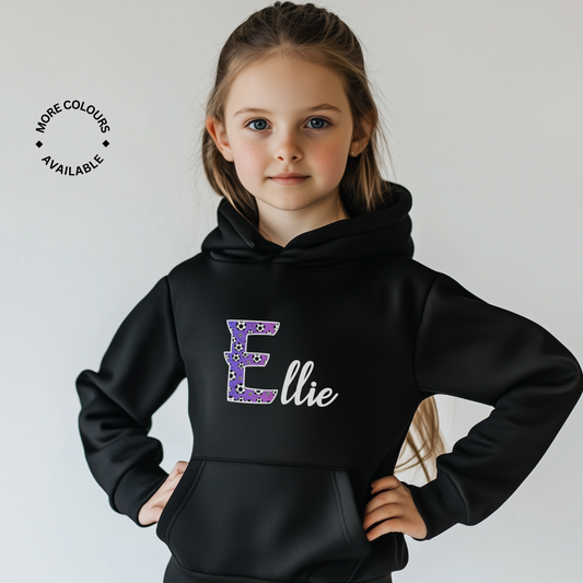 Girls Personalised Football Initial and Name Hoodie | 3 - 13 years