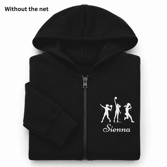 Girls Personalised Netball Zip Hoodie