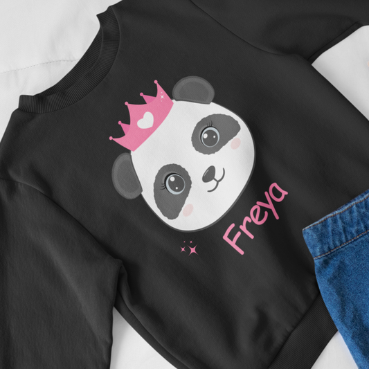 Girls Personalised 'Panda Princess' Sweatshirt | 5 - 13 years