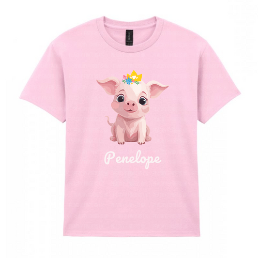 Princess Pig - Girls Personalised Pig T-shirt | 3 - 13 years
