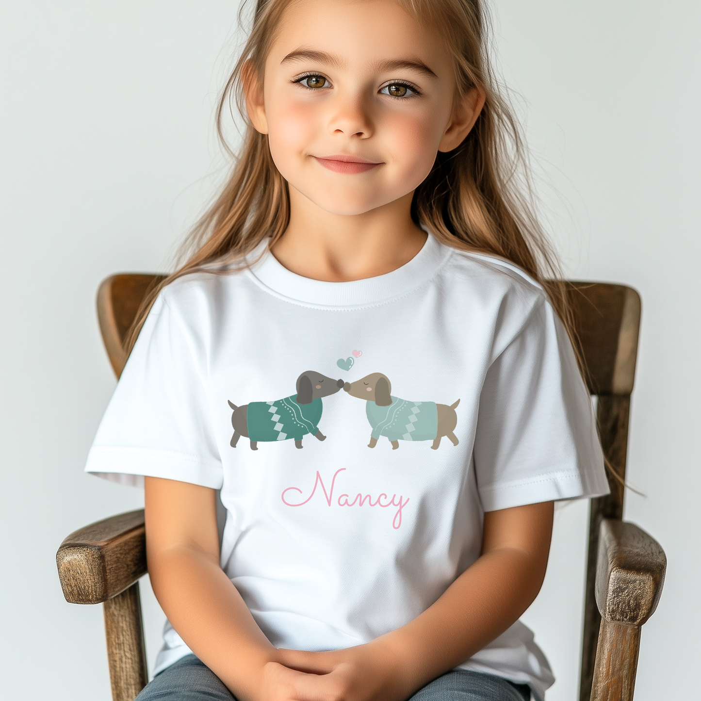 Girls Personalised Sausage Dog T-shirt | 3 - 13 years