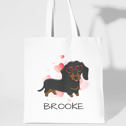 Girls Personalised Dachshund Tote Bag