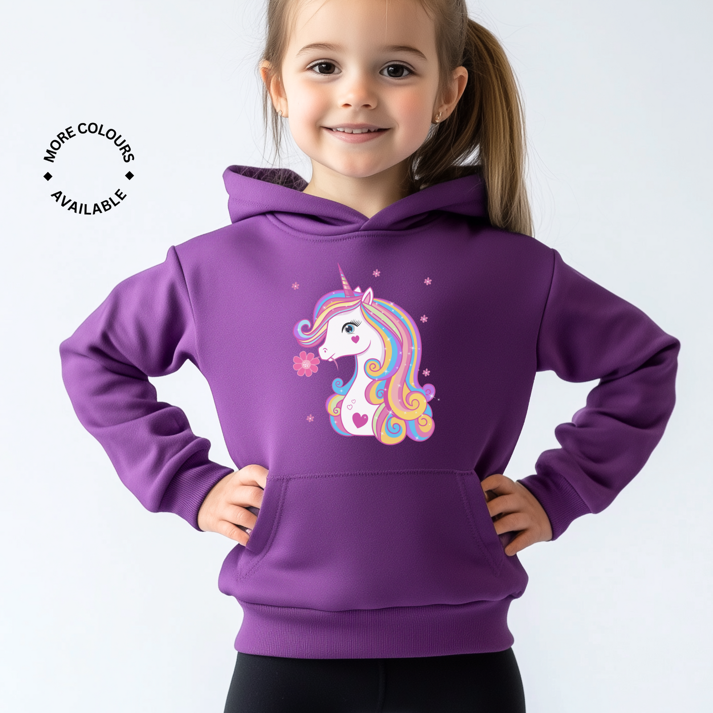 Girls Unicorn & Flowers Pullover Hoodie | 3 - 13 years