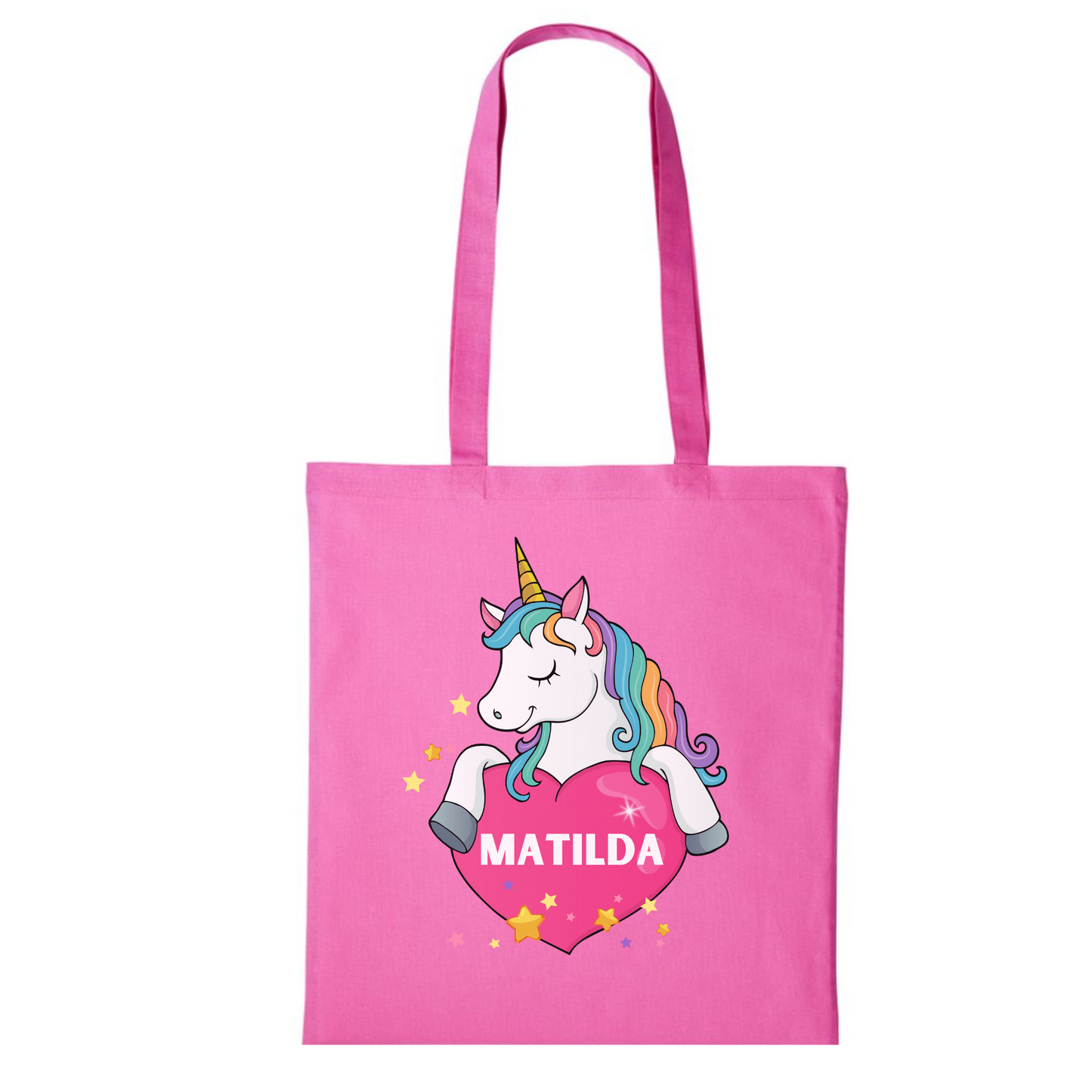 Girls Unicorn Heart Personalised Tote Bag