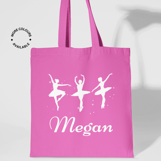 Girls Personalised Ballet Ballerina Tote Bag | Dancer's Bag