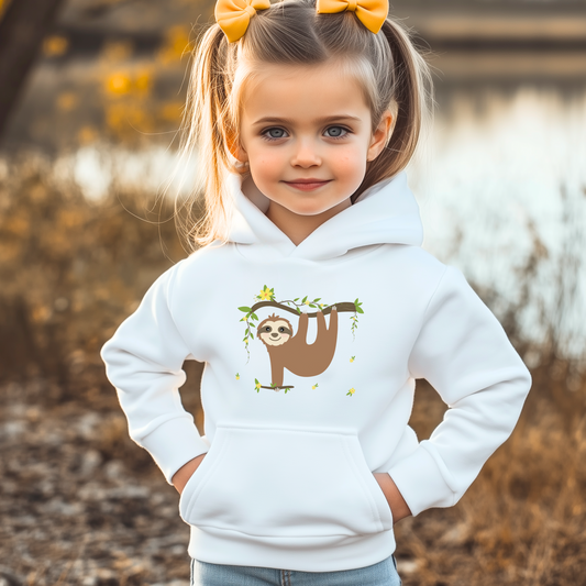 Girls Pretty Sloth Pullover Hoodie | 3 - 13 years