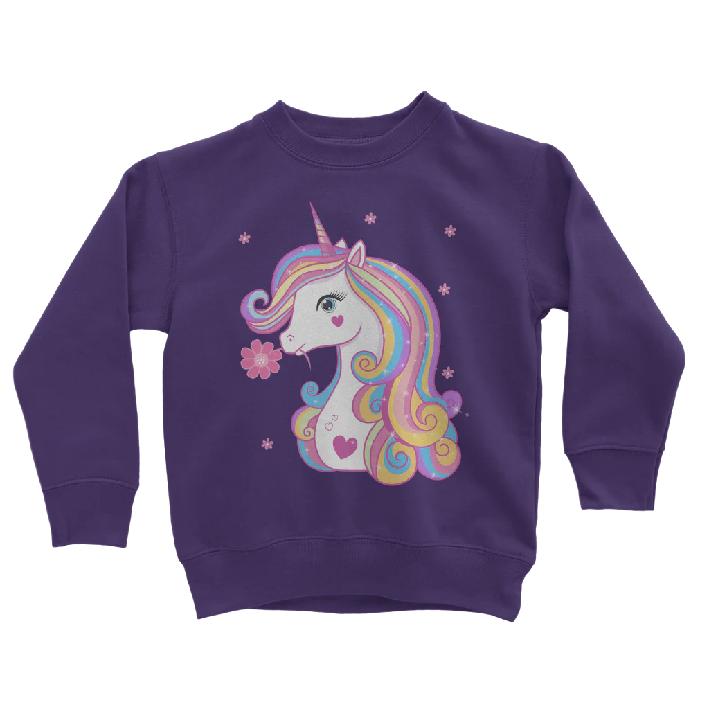 Girls Unicorn & Flowers Sweatshirt Jumper | 3 - 13 years