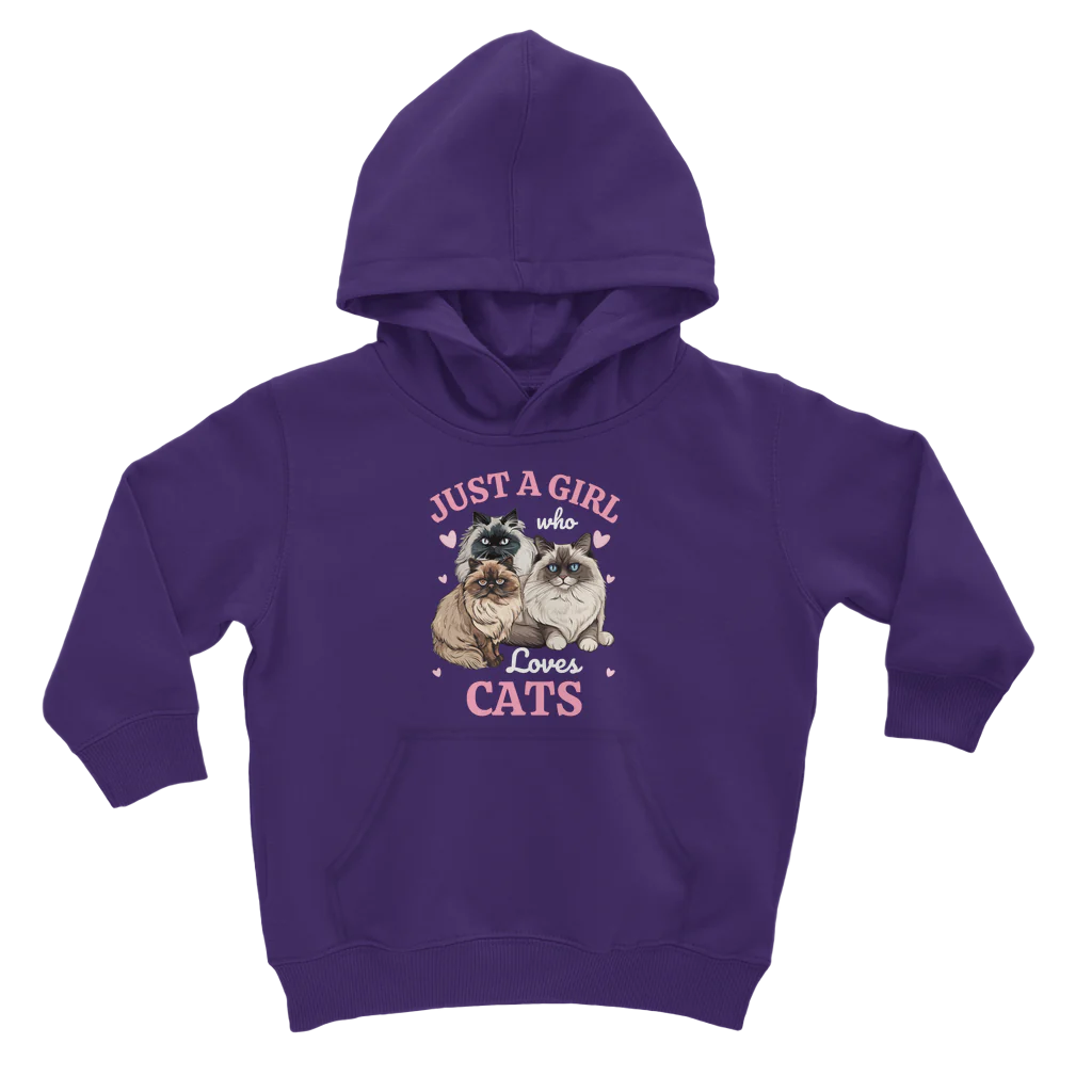 Just a Girl who loves Cats - Girls Cat Hoodie | 3 - 13 years