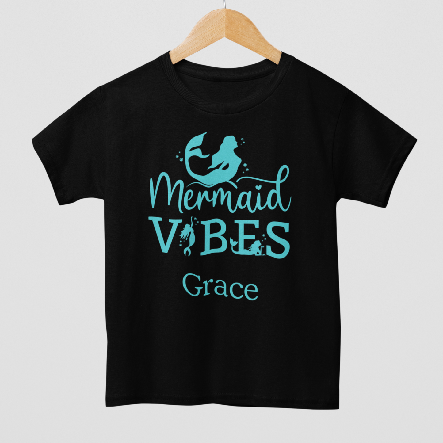 Girls Personalised Mermaid Vibes T-shirt | 3 - 13 years