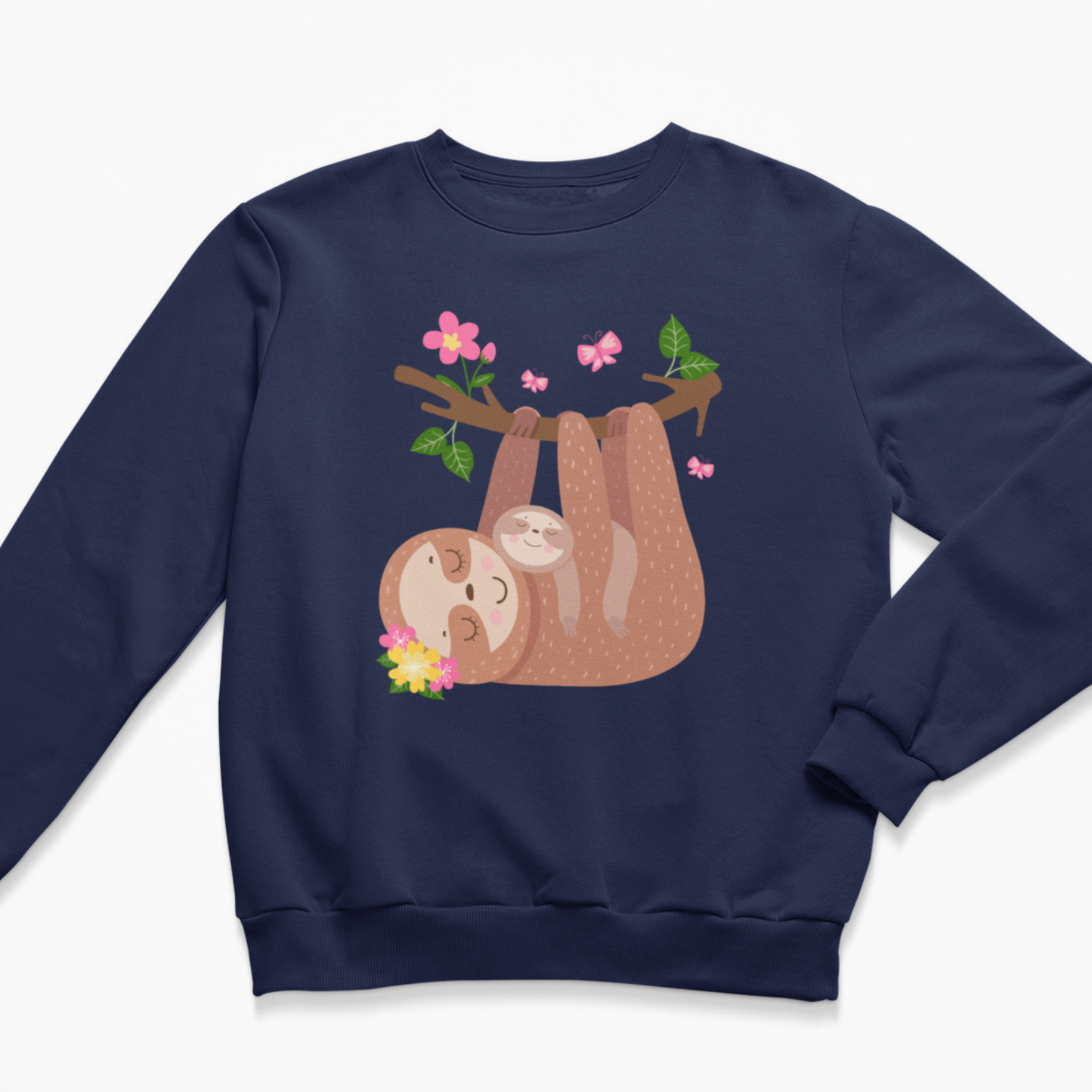 Girls Floral Sloth Sweatshirt with Butterflies (3-13 yrs)