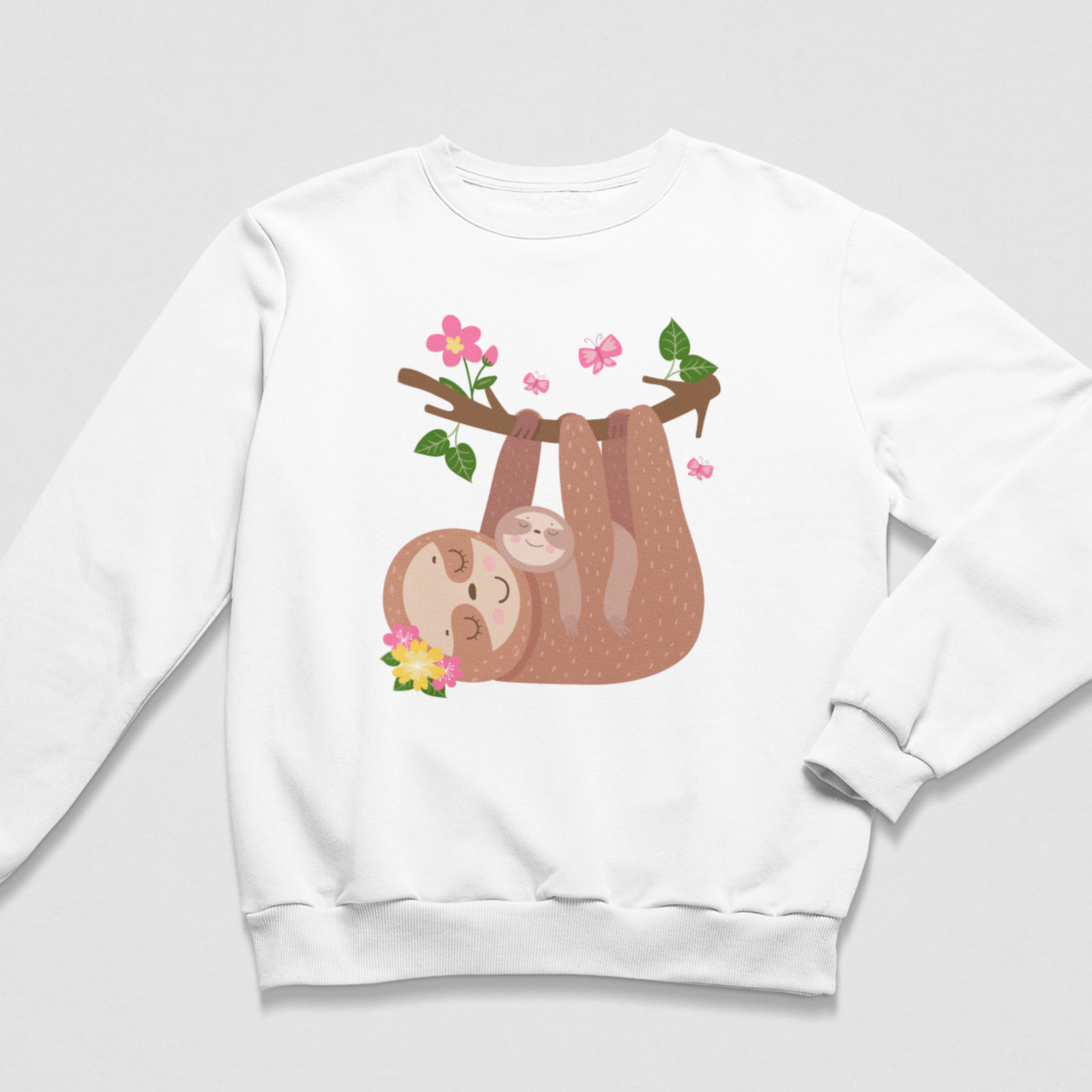 Girls Floral Sloth Sweatshirt with Butterflies (3-13 yrs)