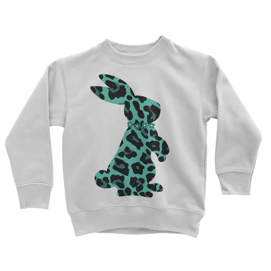 Leopard Print Bunny Rabbit - Girls Sweatshirt | 3 - 13 years