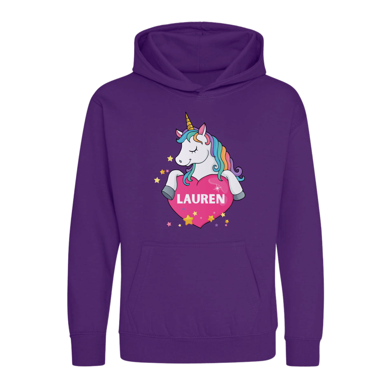 Girls Magical Personalised Purple Unicorn Hoodie