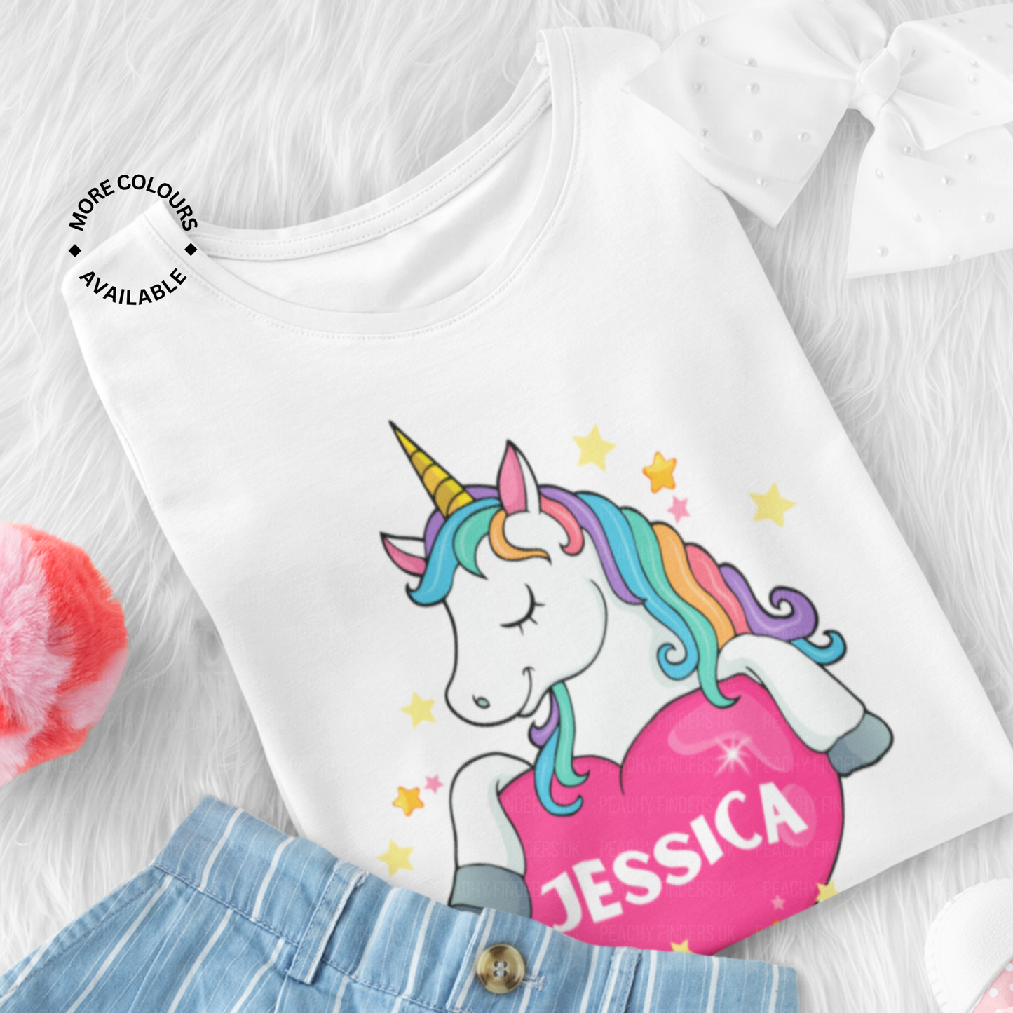 Girls Unicorn Heart Personalised T-shirt | 3 - 13 years