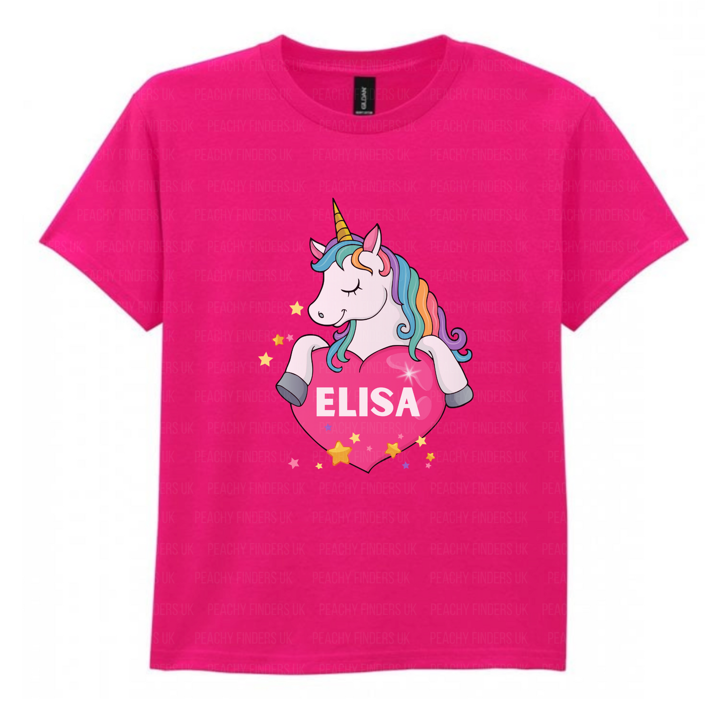 Girls Unicorn Heart Personalised T-shirt | 3 - 13 years