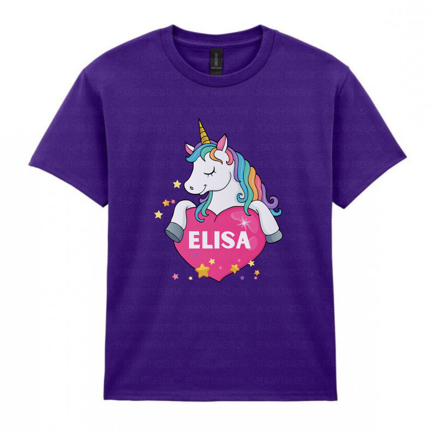 Girls Unicorn Heart Personalised T-shirt | 3 - 13 years