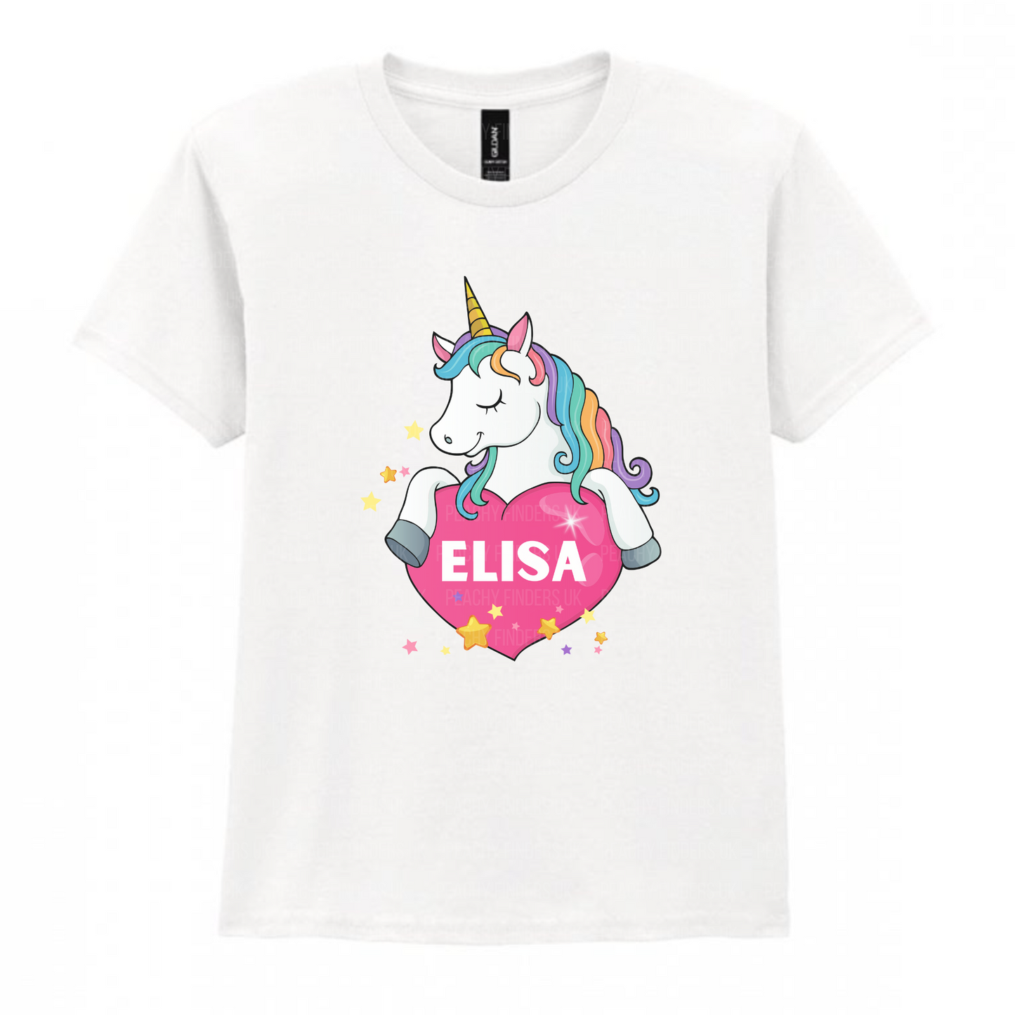 Girls Unicorn Heart Personalised T-shirt | 3 - 13 years