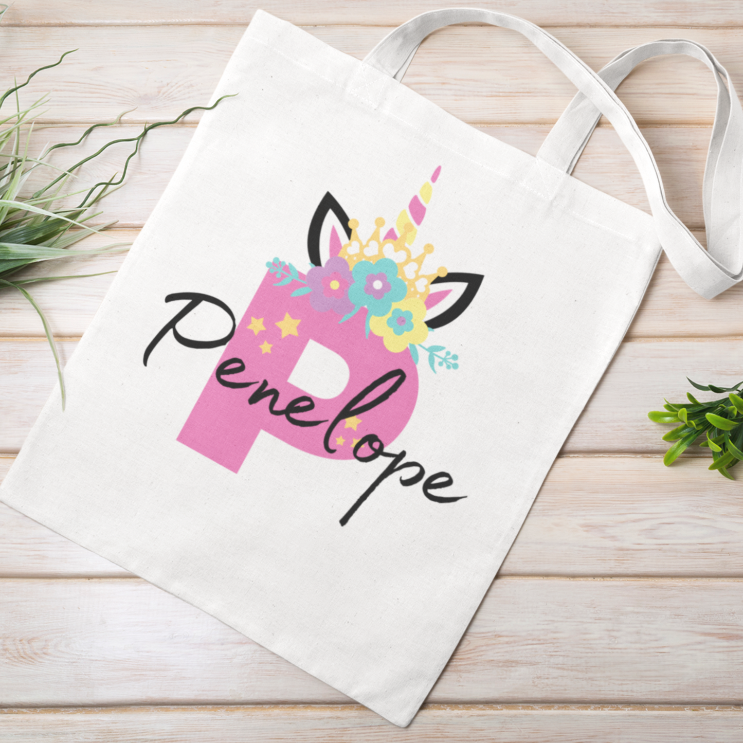 Girls Personalised Unicorn Tote Bag