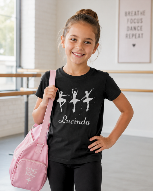 Girls Personalised Ballet T-Shirt - Custom Dance Tee (Ages 3–13)