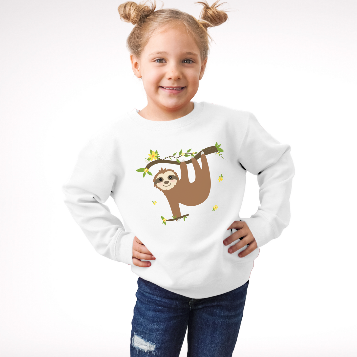 Girls Pretty Sloth Sweatshirt Jumper | 3 - 13 years