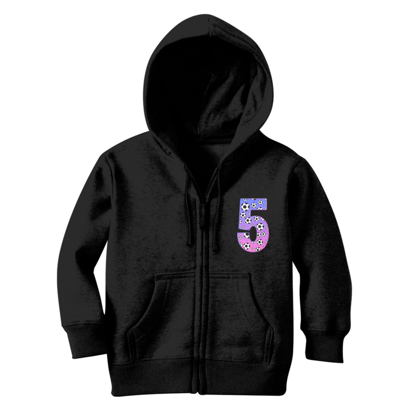 Girls Personalised Football Number Zip Hoodie | 5 - 13 years