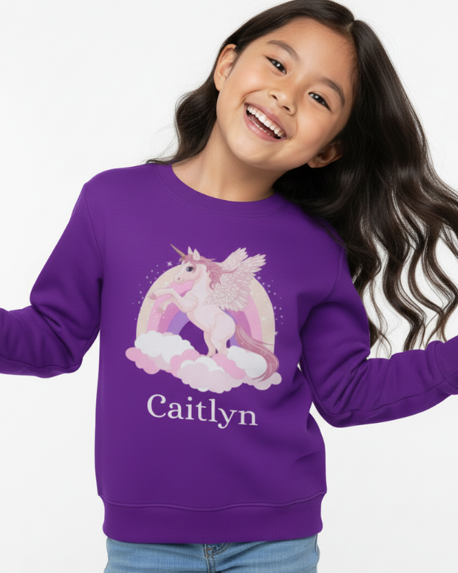 Personalised Unicorn Sweatshirt for Girls (3-13 yrs)