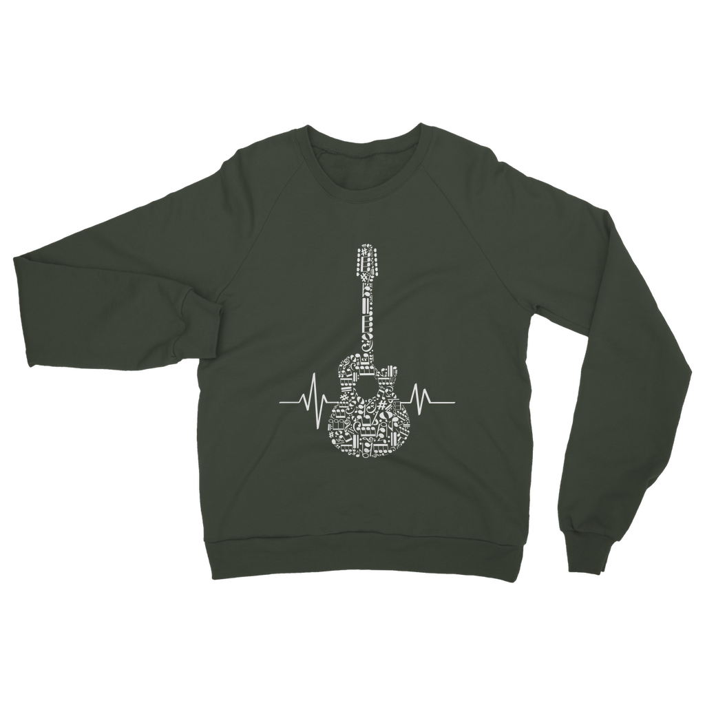 Music Notes Heartbeat Acoustic Guitar Sweatshirt
