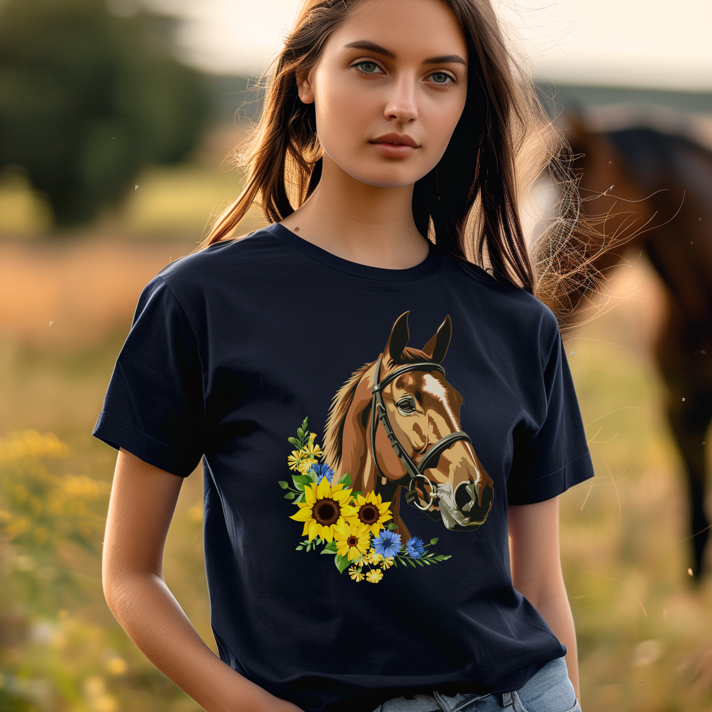 Horse & Sunflowers - Women's Organic Cotton T-Shirt