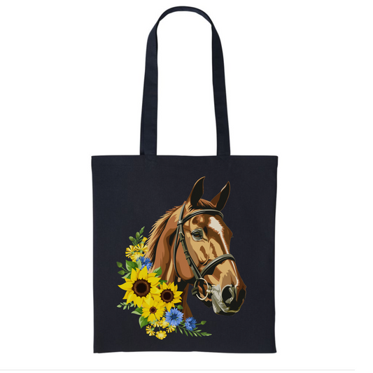 Horse & Sunflowers - Cotton Tote Bag