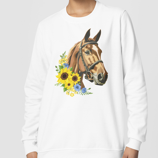 Horse & Sunflowers Women's Organic Cotton Sweatshirt