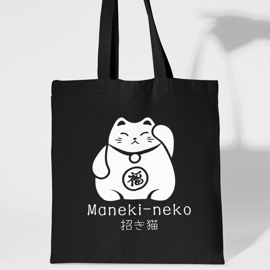 Maneki-neko (Japanese Lucky Cat) - Cotton Tote Bag