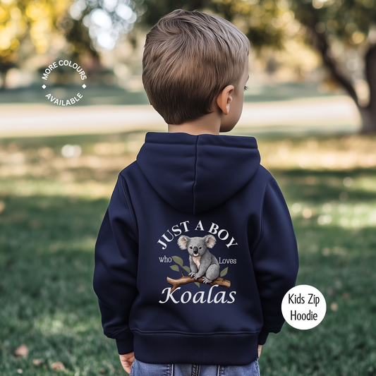 Just A Boy Who Loves Koalas Zip Hoodie | 3 - 11 years