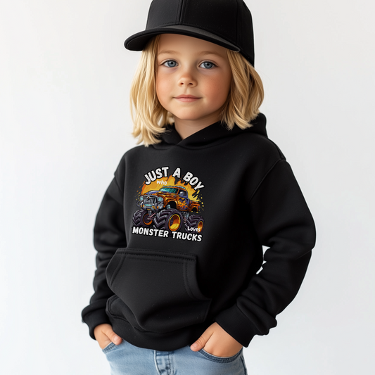 Just a Boy who loves Monster Trucks - Boys Hoodie