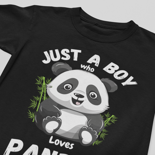 Just a Boy who Loves Pandas - Boys Cotton T-shirt