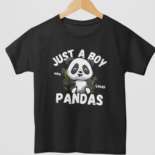 Just a Boy who Loves Pandas - Boys Cotton T-shirt