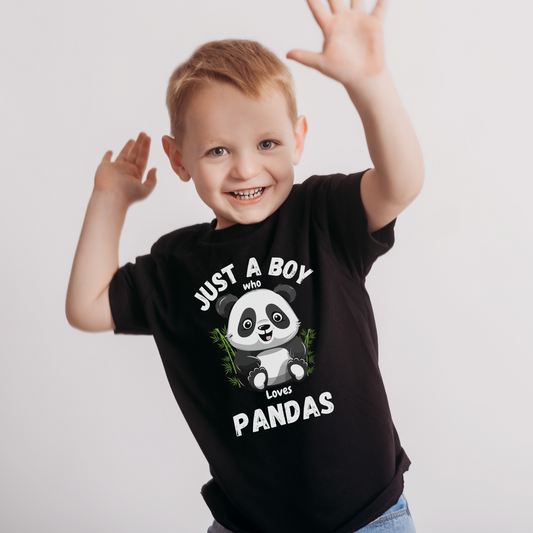 Just a Boy who Loves Pandas - Boys Cotton T-shirt