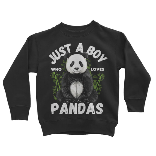 Black sweatshirt with a panda design and text on a white background