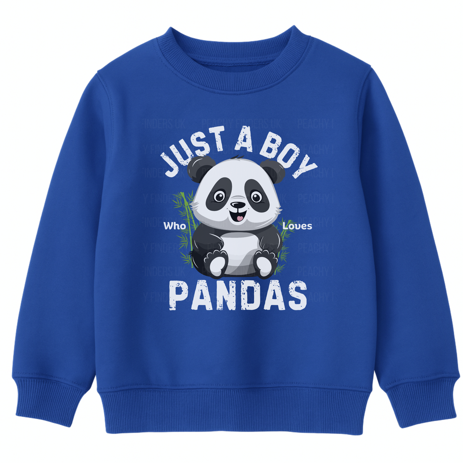 Royal blue kids panda sweatshirt with cute panda graphic – boys animal themed sweatshirt