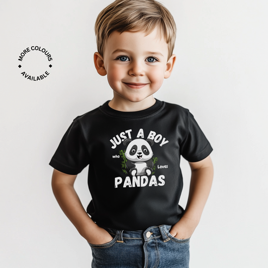 Just a Boy who Loves Pandas - Boys Cotton T-shirt