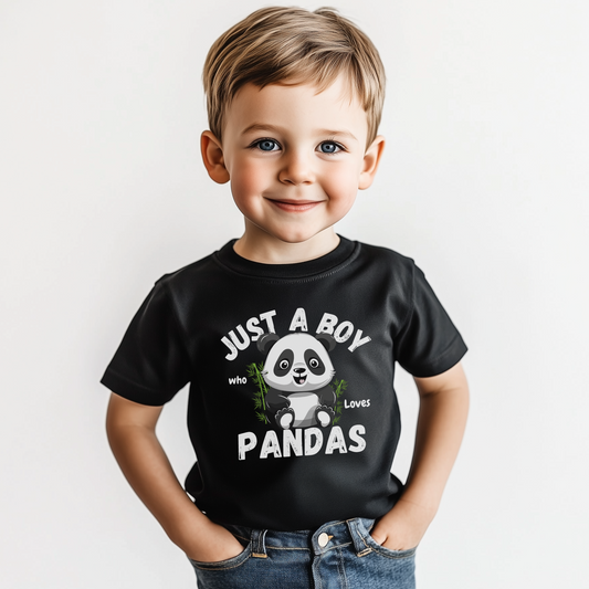 Just a Boy who Loves Pandas - Boys Cotton T-shirt