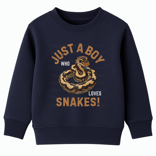 Kids “Just a Boy Who Loves Snakes!” Boys Ball Python Jumper (Ages 5-13)
