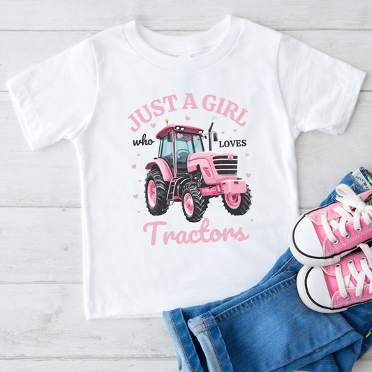 Just A Girl Who Loves Tractors - Kids Cotton Tee
