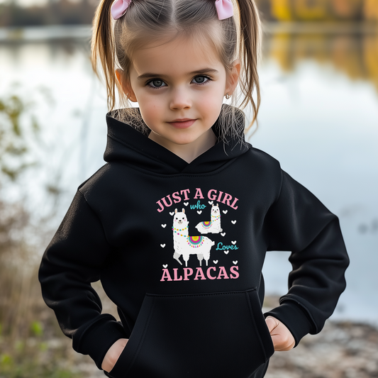 Just a Girl who Loves Alpacas - Kids Printed Pullover Hoodie