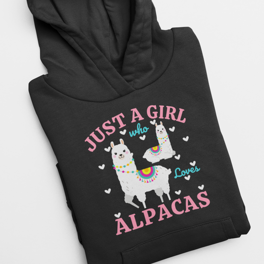 Just a Girl who Loves Alpacas - Kids Printed Pullover Hoodie