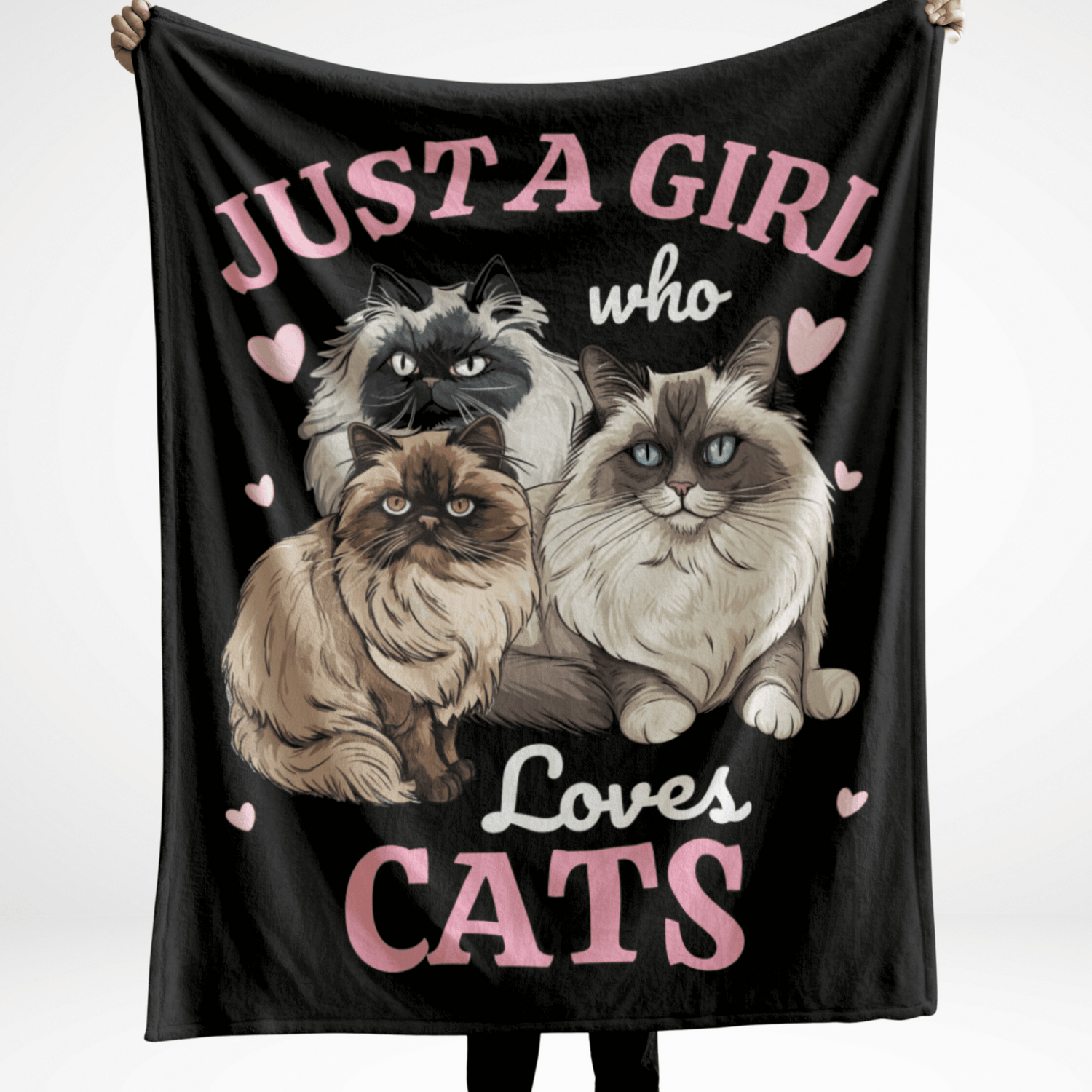 Throw Blanket with cats and hearts